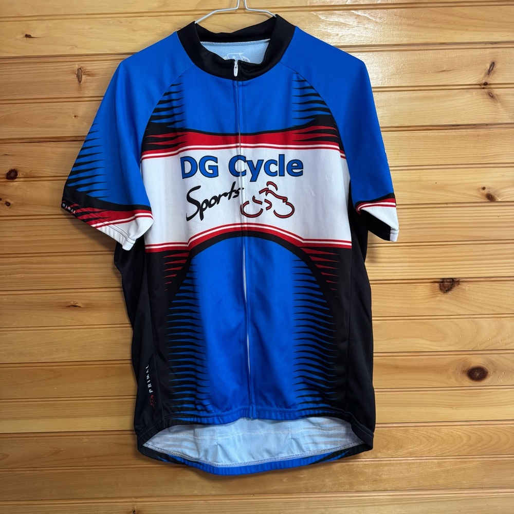 Primal DG Cycle Sports Full Zip Blue and Black Men's Cycling Jersey XL